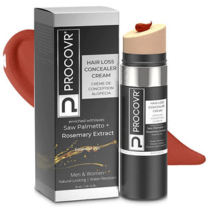 PROCOVR™ Hair Loss Concealer Cream The ORIGINAL for Thinning & Balding with Saw Palmetto & Rosemary Extract | Hairline Enhancer, Hair Mascara, Root Touch Up | More Natural than Hair Fibers & Hair Line Powder for Hair Loss Coverage, Thicker Hair