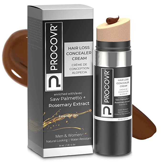 PROCOVR™ Hair Loss Concealer Cream The ORIGINAL for Thinning & Balding with Saw Palmetto & Rosemary Extract | Hairline Enhancer, Hair Mascara, Root Touch Up | More Natural than Hair Fibers & Hair Line Powder for Hair Loss Coverage, Thicker Hair
