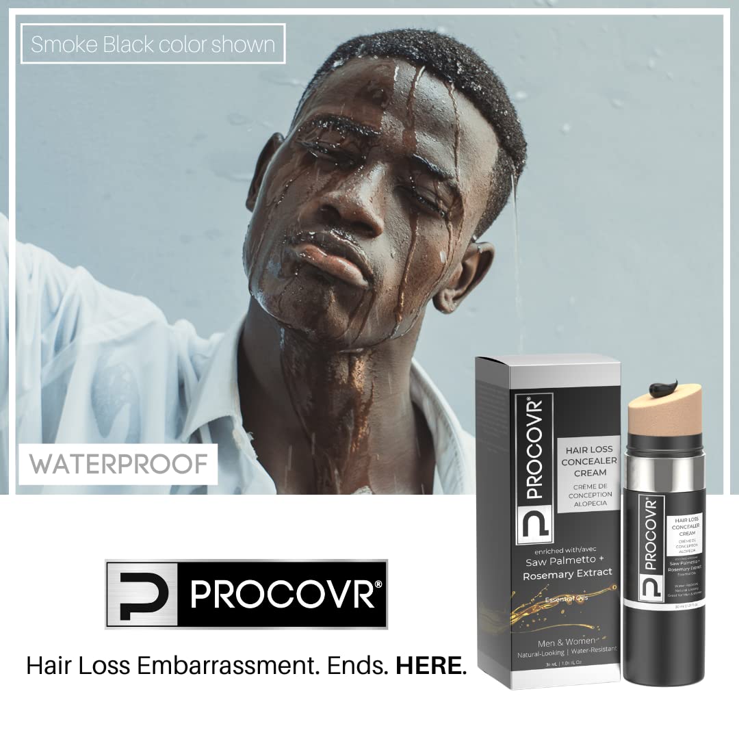 PROCOVR™ Hair Loss Concealer Cream The ORIGINAL for Thinning & Balding with Saw Palmetto & Rosemary Extract | Hairline Enhancer, Hair Mascara, Root Touch Up | More Natural than Hair Fibers & Hair Line Powder for Hair Loss Coverage, Thicker Hair